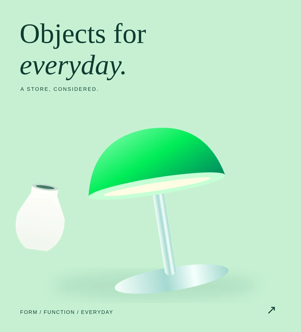 Illustration of a lamp and vase for an online store
